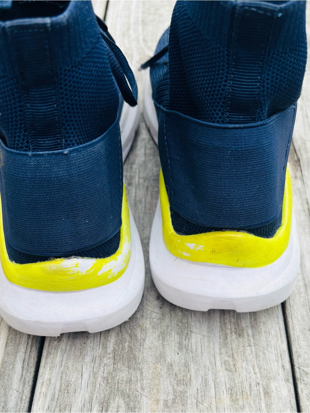 Nautica Navy High-Top Knit Men’s Sneakers with Lime Accent size 8 - Picture 6 of 7
